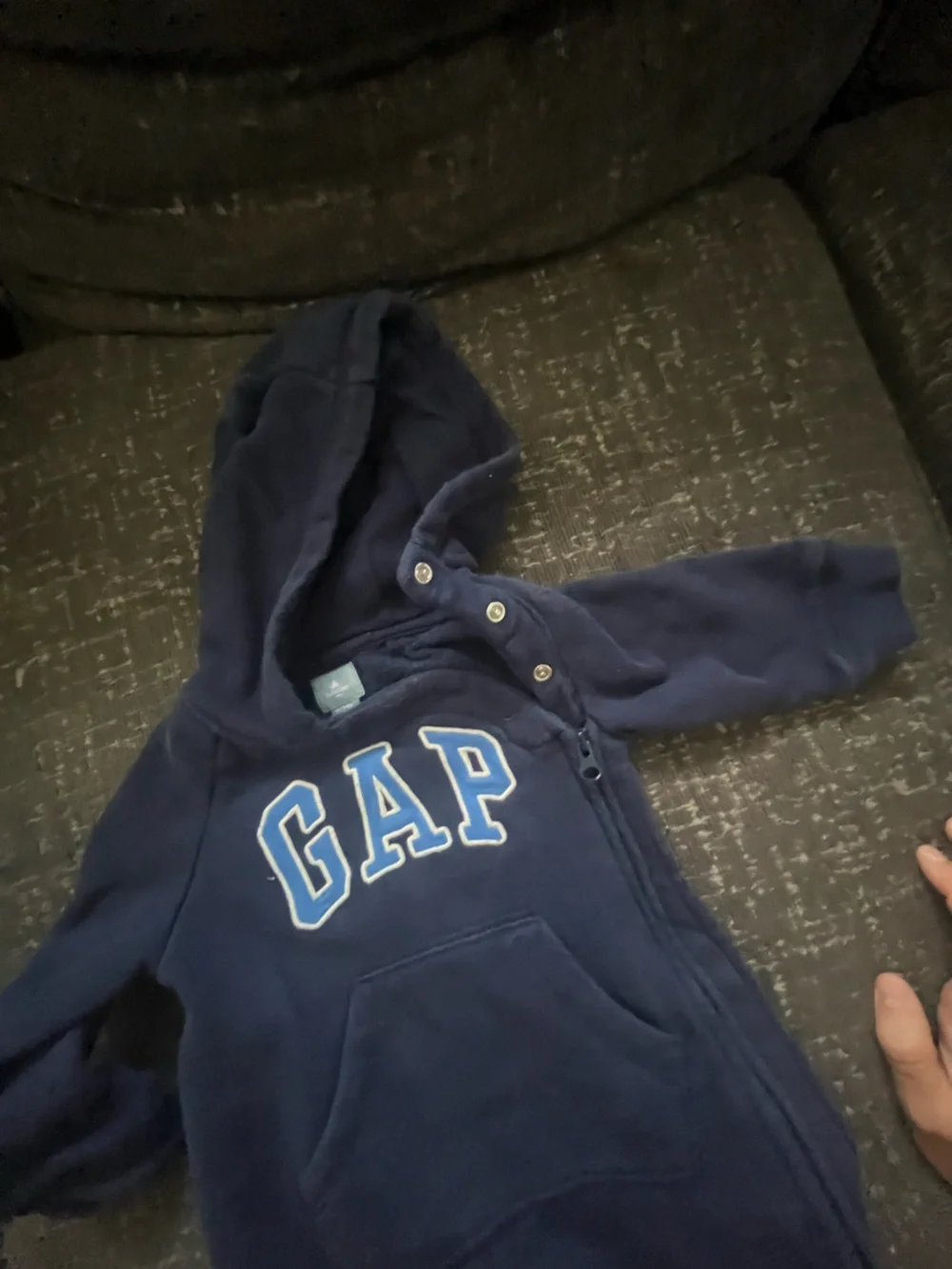 GAP Navy Hooded Footed One-Piece with Kangaroo Pocket